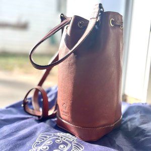 Medici of Florence Leather Rust Crossbody Bucket Bag